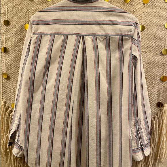 GRAYSON Blue and White Stripe THE HERO Long sleeve Cotton Button Up Top 3 - Picture 4 of 10